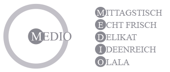 Logo: Restaurant Medio GbR. Dieses Logo ist verlinkt mit der Startseite.